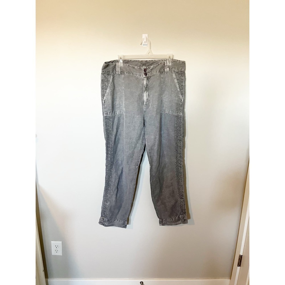 Sundance organia gray lace trim‎ linen blend pants size 16